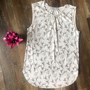 Loft | Floral Print Off White Tank Blouse